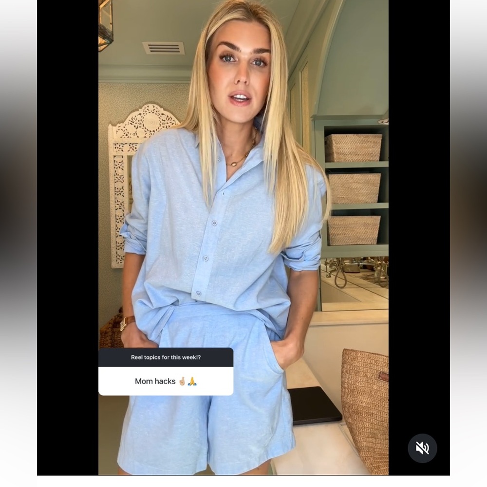 Julia Amory Blue Oxford Cabana Shorts Small New With Tags! - Picture 9 of 13